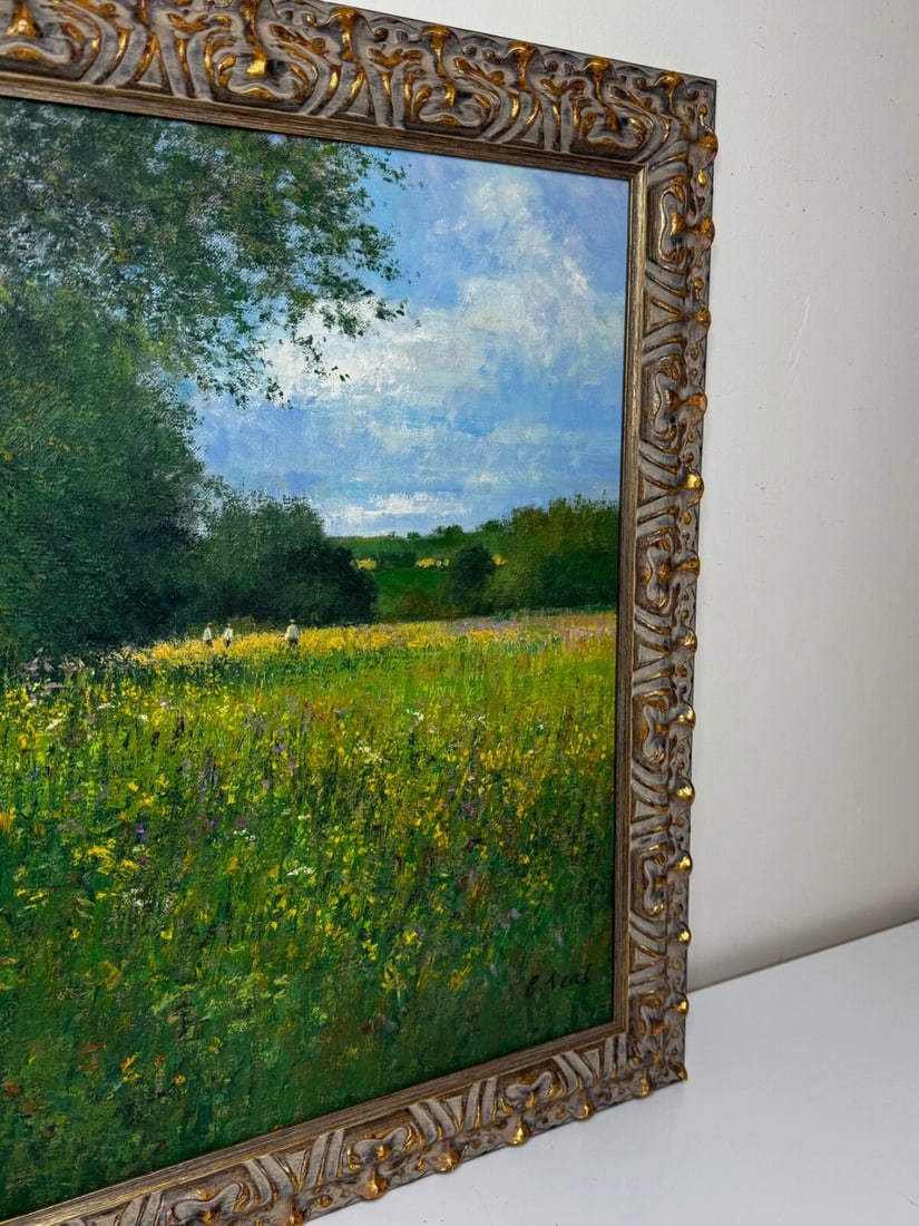 Oil Painting Banks of the Wye, Coppet Hill Herefordshire By Charles Neal - 3
