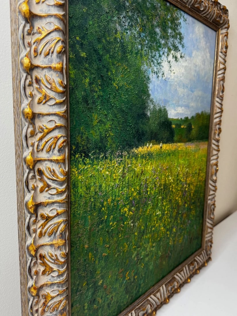 Oil Painting Banks of the Wye, Coppet Hill Herefordshire By Charles Neal - 8