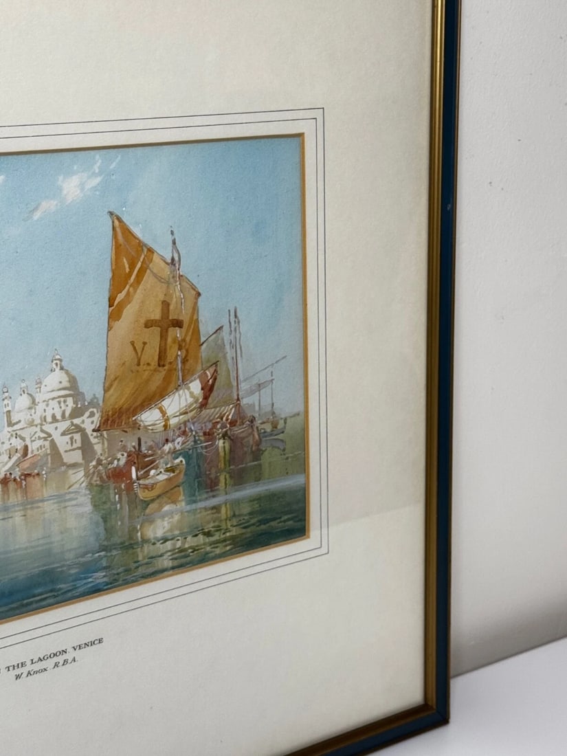 Marine Watercolour Painting On The Lagoon Venice by William Knox RBA C1917 - 10