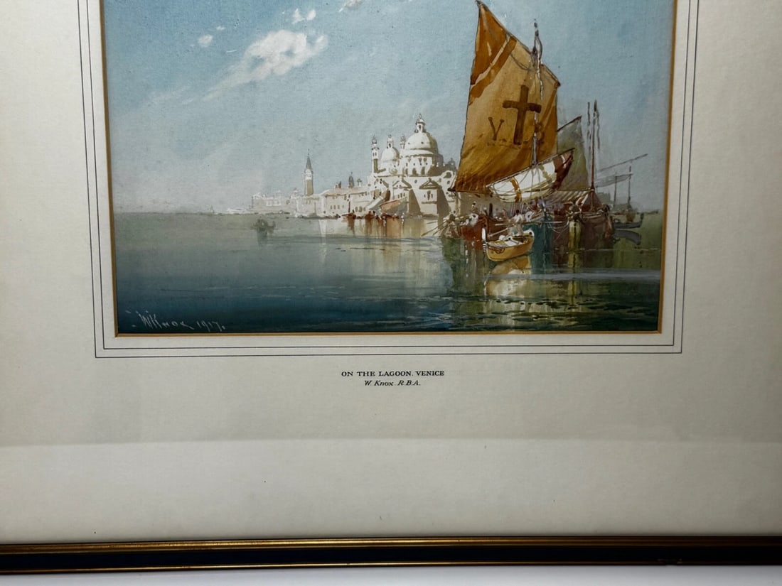 Marine Watercolour Painting On The Lagoon Venice by William Knox RBA C1917 - 12