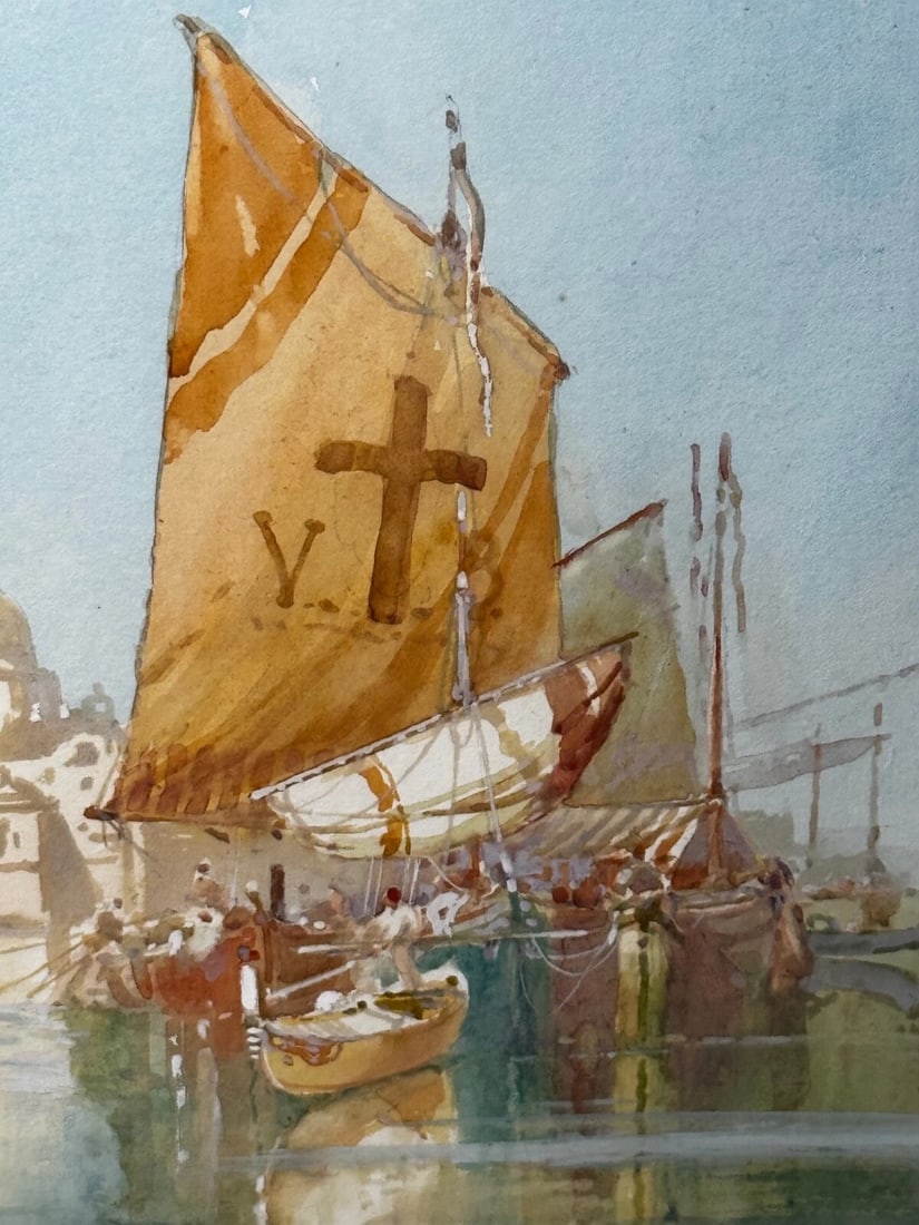 Marine Watercolour Painting On The Lagoon Venice by William Knox RBA C1917 - 16