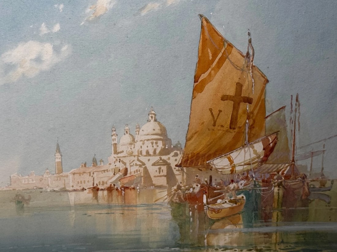 Marine Watercolour Painting On The Lagoon Venice by William Knox RBA C1917 - 2