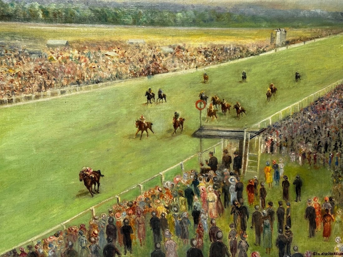 Oil Painting Ariostar Winning At Royal Ascot In the Manner of Lionel Edwards - 2