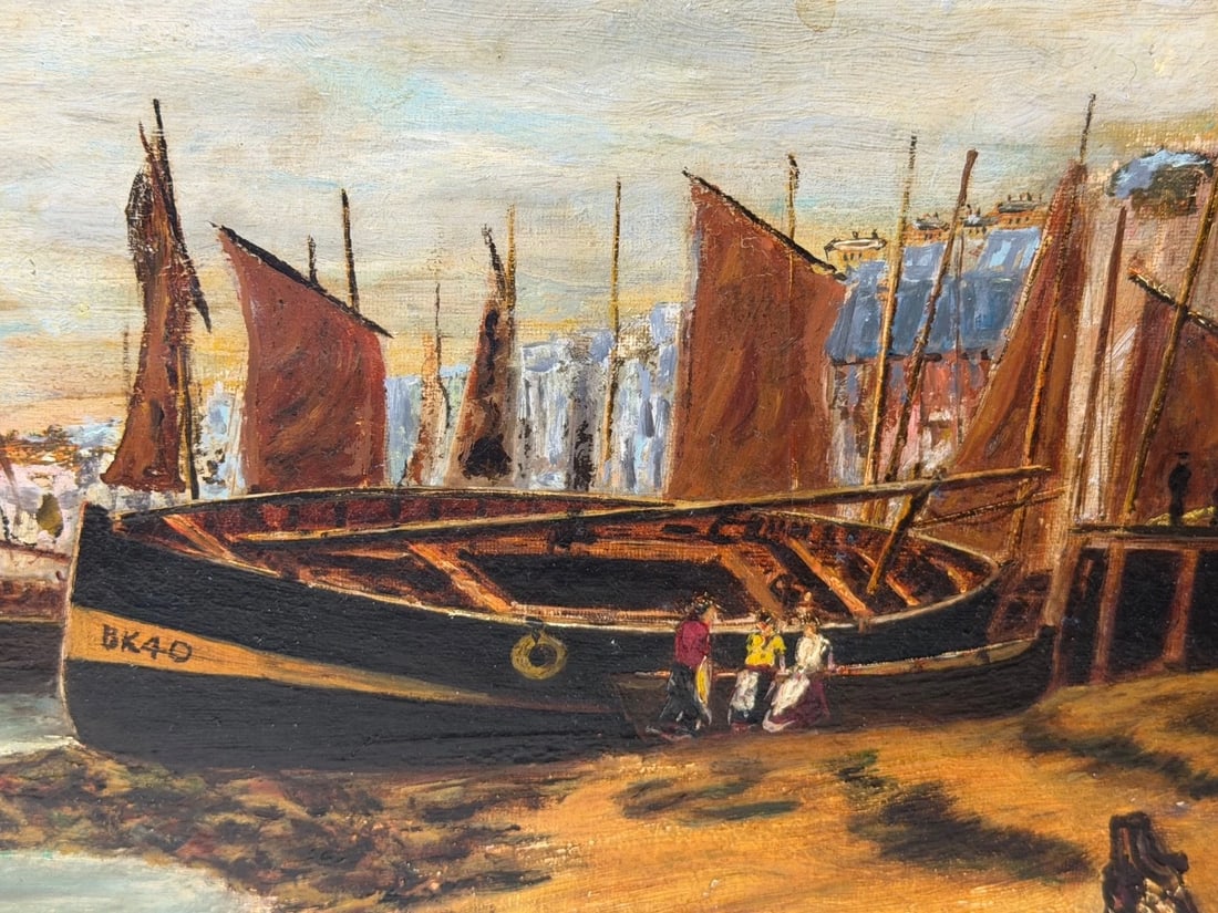 Painting North Shields Harbour The Old Low Light Manner of Bernard Benedict Hemy - 10