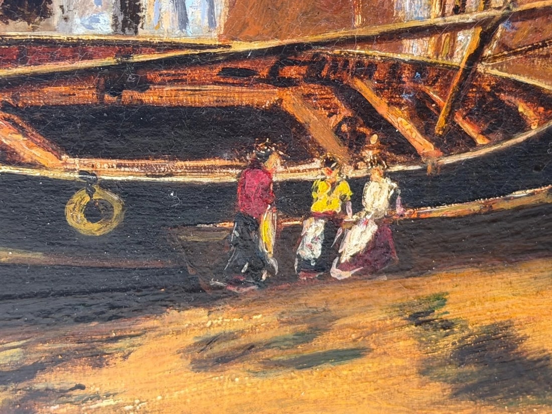 Painting North Shields Harbour The Old Low Light Manner of Bernard Benedict Hemy - 12