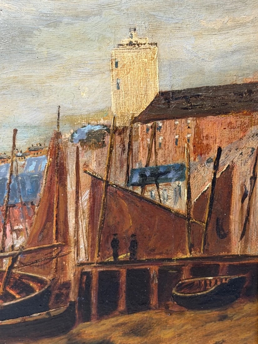 Painting North Shields Harbour The Old Low Light Manner of Bernard Benedict Hemy - 13