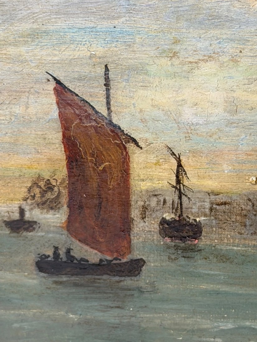 Painting North Shields Harbour The Old Low Light Manner of Bernard Benedict Hemy - 16