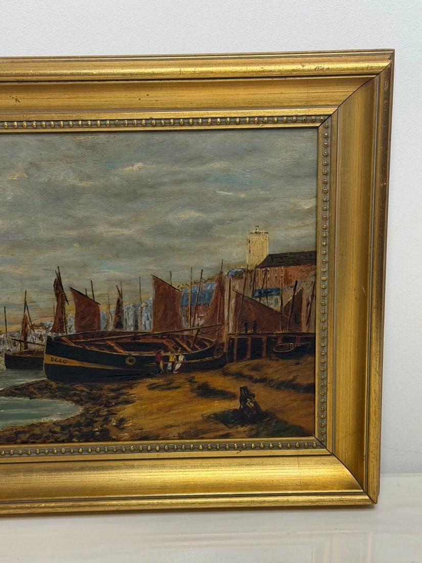 Painting North Shields Harbour The Old Low Light Manner of Bernard Benedict Hemy - 5