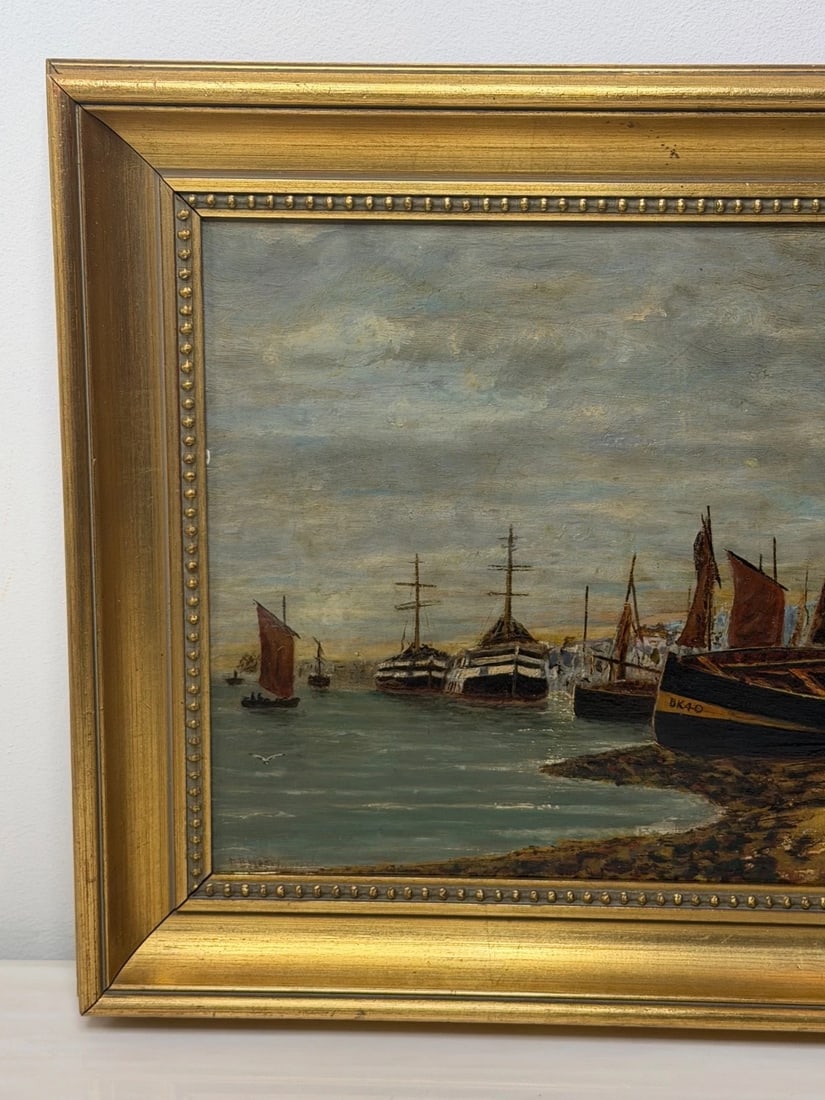 Painting North Shields Harbour The Old Low Light Manner of Bernard Benedict Hemy - 6