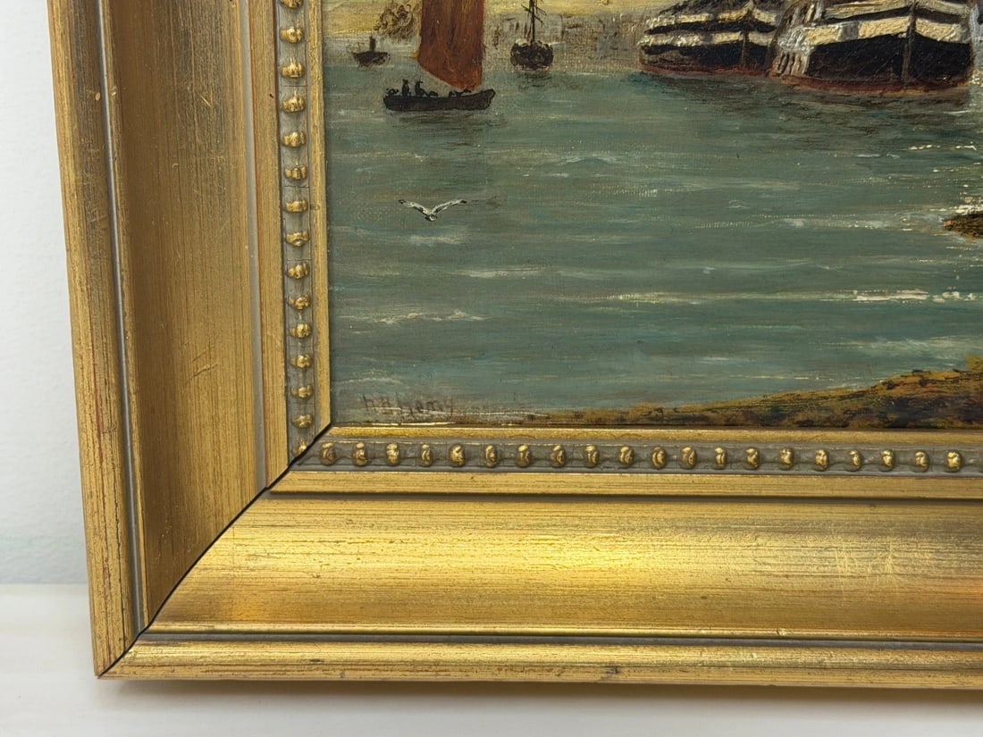 Painting North Shields Harbour The Old Low Light Manner of Bernard Benedict Hemy - 8