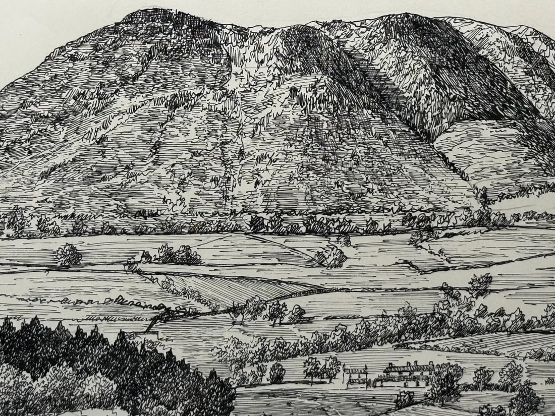 Pen Ink Drawing Low Fell From Lanthwaite Hill Lake District by Alfred Wainwright - 10