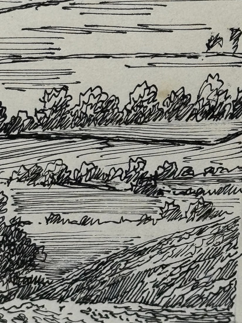 Pen Ink Drawing Low Fell From Lanthwaite Hill Lake District by Alfred Wainwright - 12