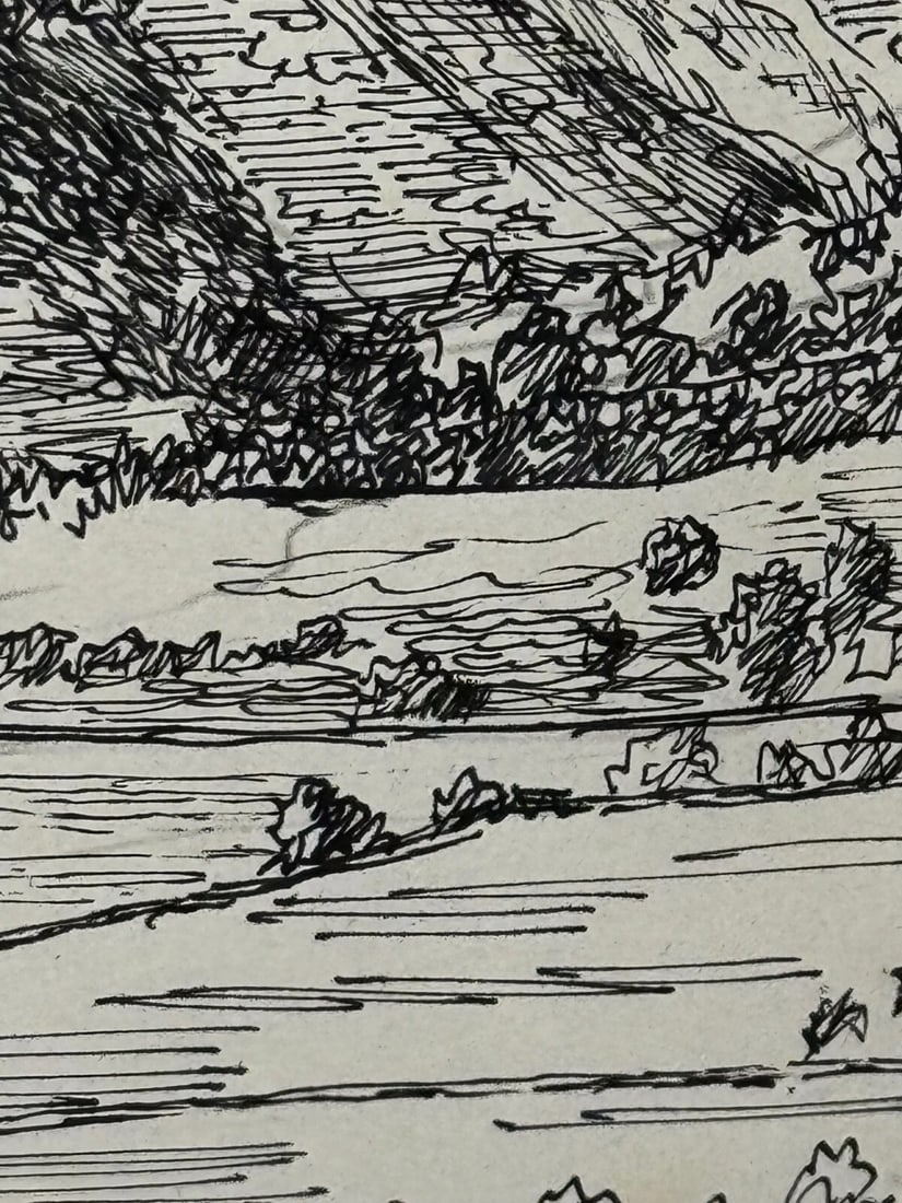 Pen Ink Drawing Low Fell From Lanthwaite Hill Lake District by Alfred Wainwright - 13