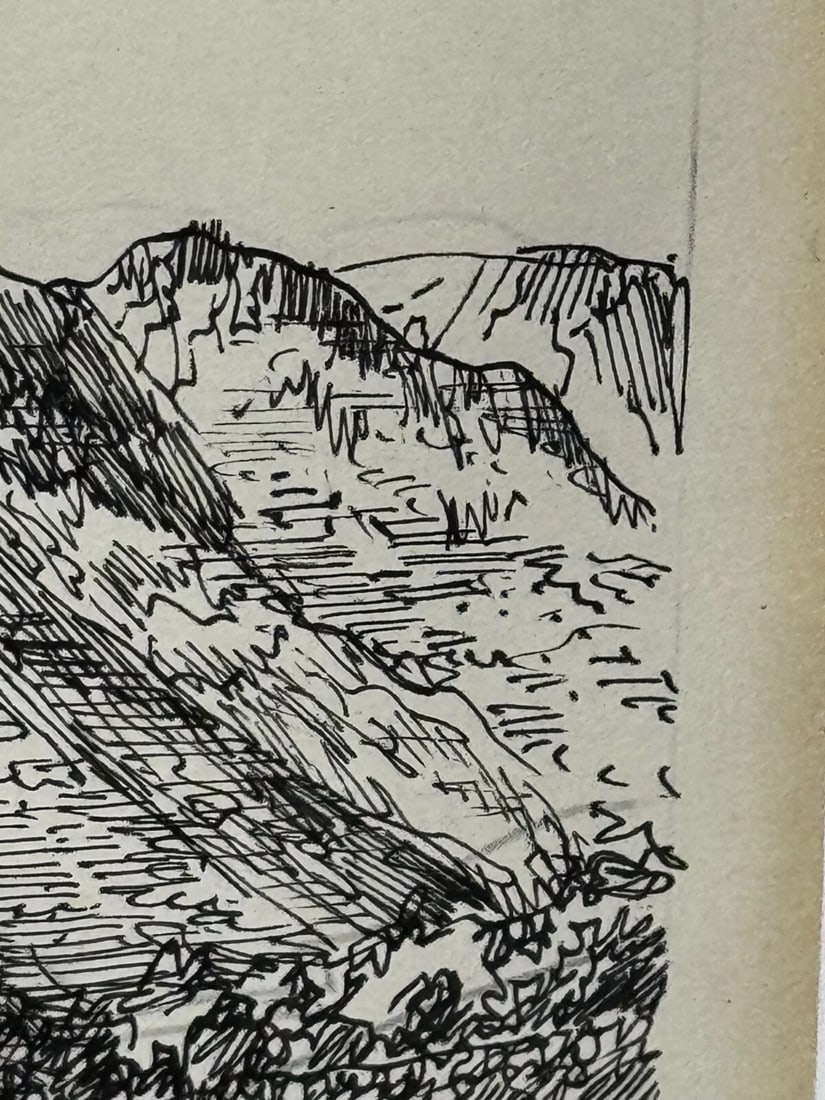 Pen Ink Drawing Low Fell From Lanthwaite Hill Lake District by Alfred Wainwright - 14