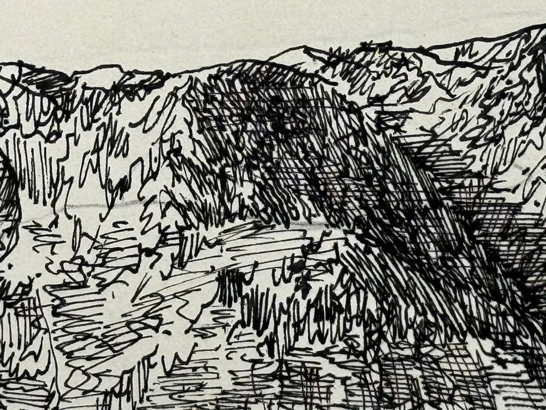 Pen Ink Drawing Low Fell From Lanthwaite Hill Lake District by Alfred Wainwright - 15