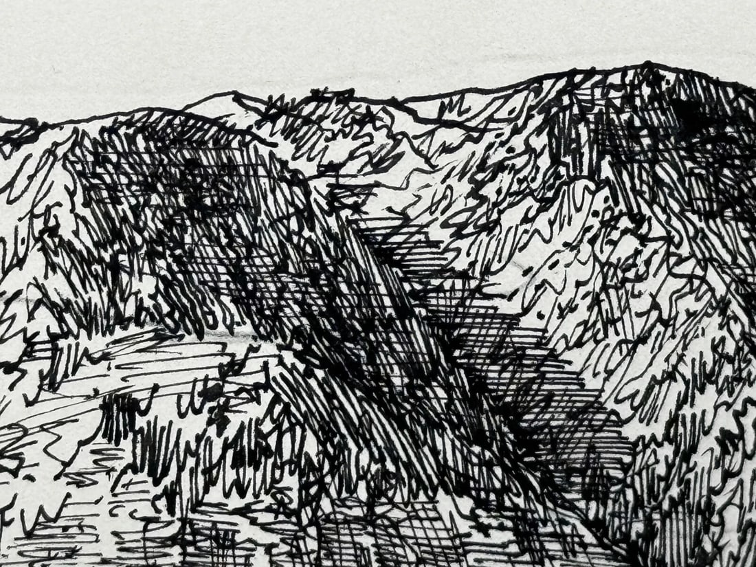 Pen Ink Drawing Low Fell From Lanthwaite Hill Lake District by Alfred Wainwright - 19