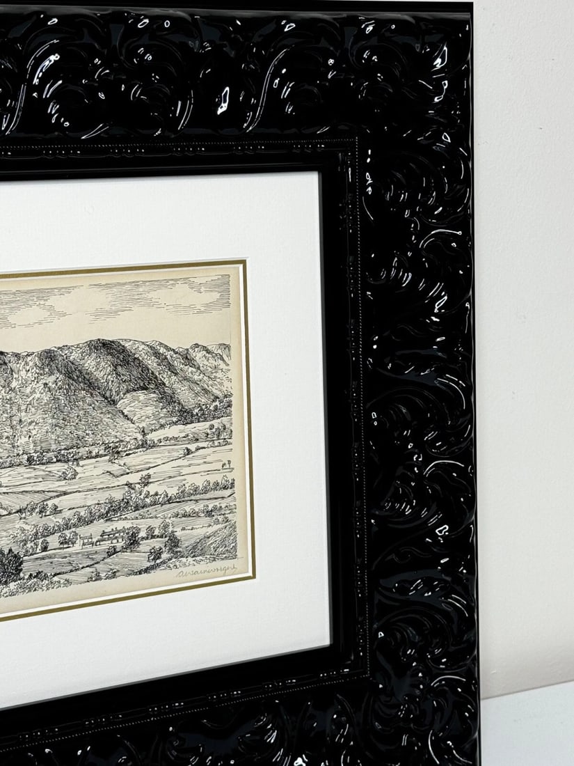 Pen Ink Drawing Low Fell From Lanthwaite Hill Lake District by Alfred Wainwright - 2