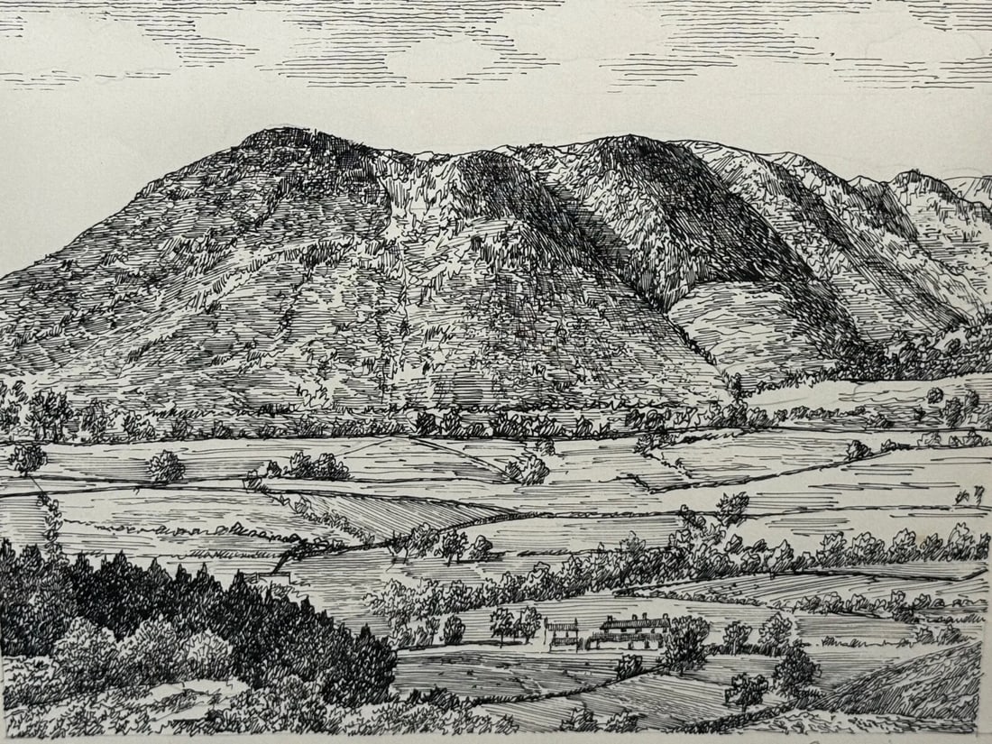 Pen Ink Drawing Low Fell From Lanthwaite Hill Lake District by Alfred Wainwright - 9