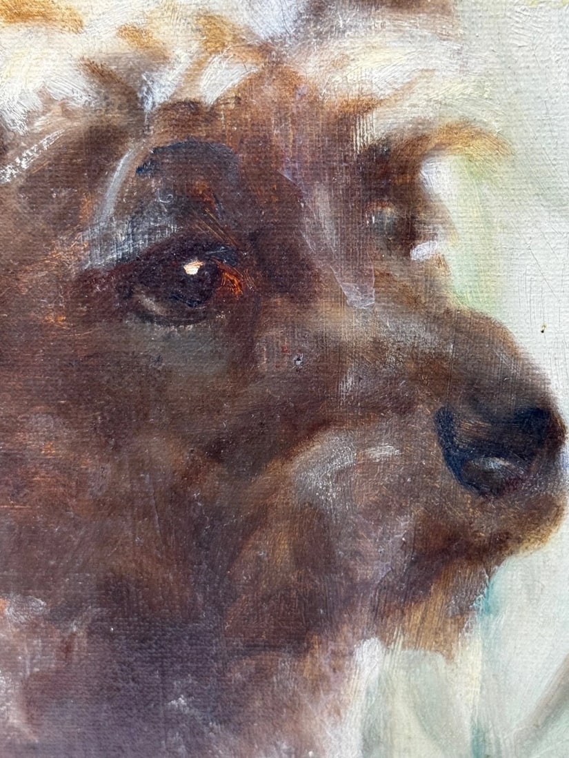 Oil Portrait Mary with Cairn Terriers In the Manner of Sir Harrington Mann - 17