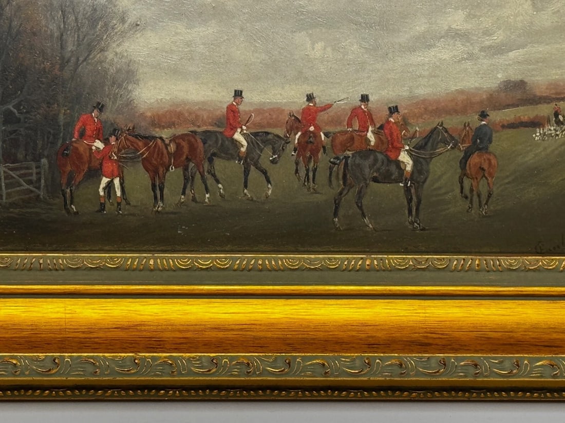Victorian Painting The Meet (The Berkeley Hunt) c1880 By Charles Faulkner - 3