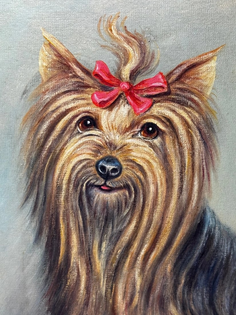 Duchess A Yorkshire Terrier Wearing Congo Pink Bow In the Manner of John Emms - 3