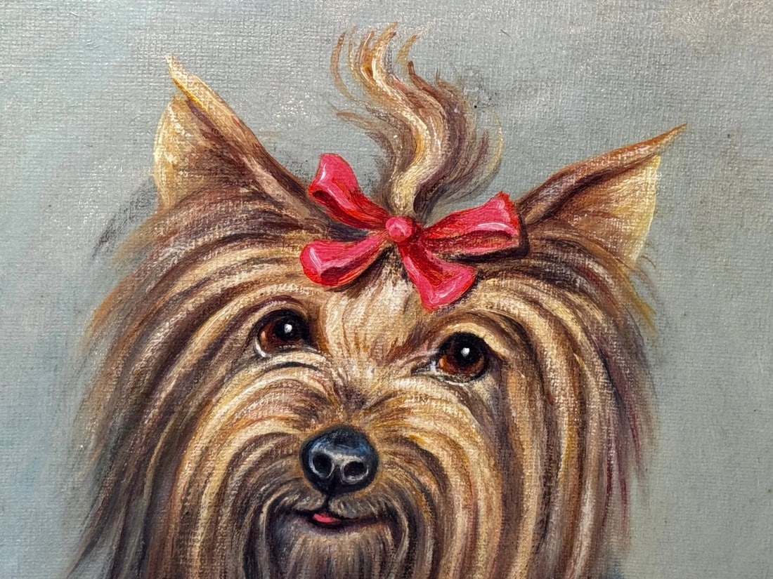 Duchess A Yorkshire Terrier Wearing Congo Pink Bow In the Manner of John Emms - 8