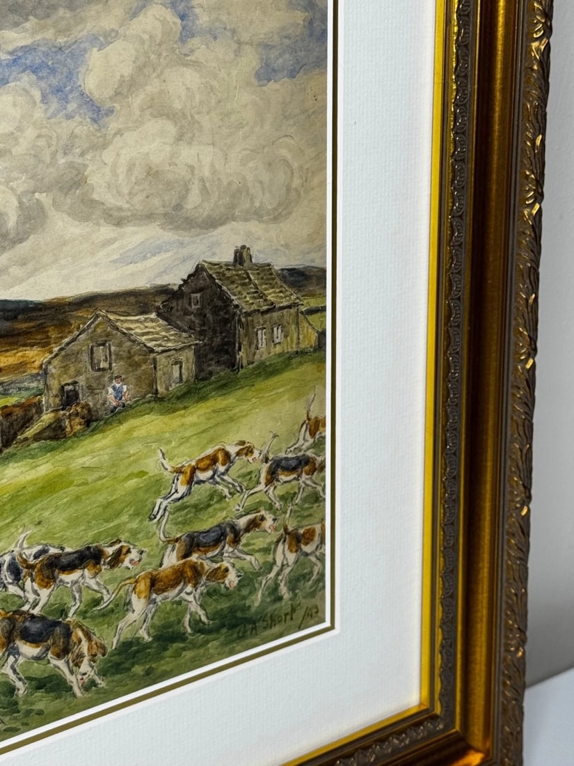 WW2 Hunting Masterpiece Painting – The Badsworth Hunt on Foot, Easingwold C1943 - 11