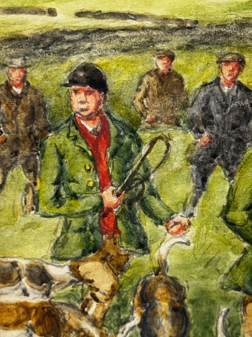 WW2 Hunting Masterpiece Painting – The Badsworth Hunt on Foot, Easingwold C1943 - 18