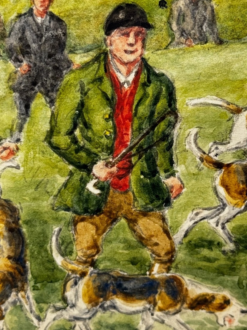 WW2 Hunting Masterpiece Painting – The Badsworth Hunt on Foot, Easingwold C1943 - 19