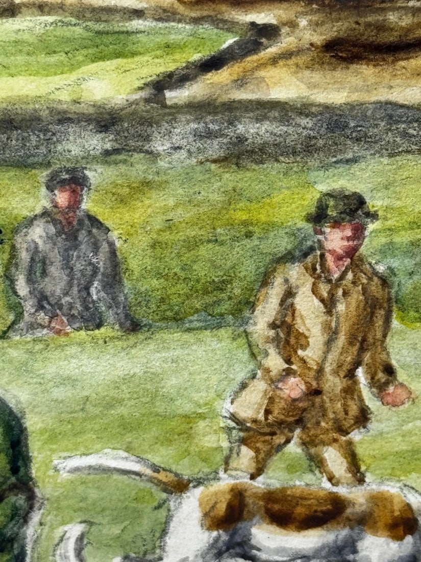 WW2 Hunting Masterpiece Painting – The Badsworth Hunt on Foot, Easingwold C1943 - 20