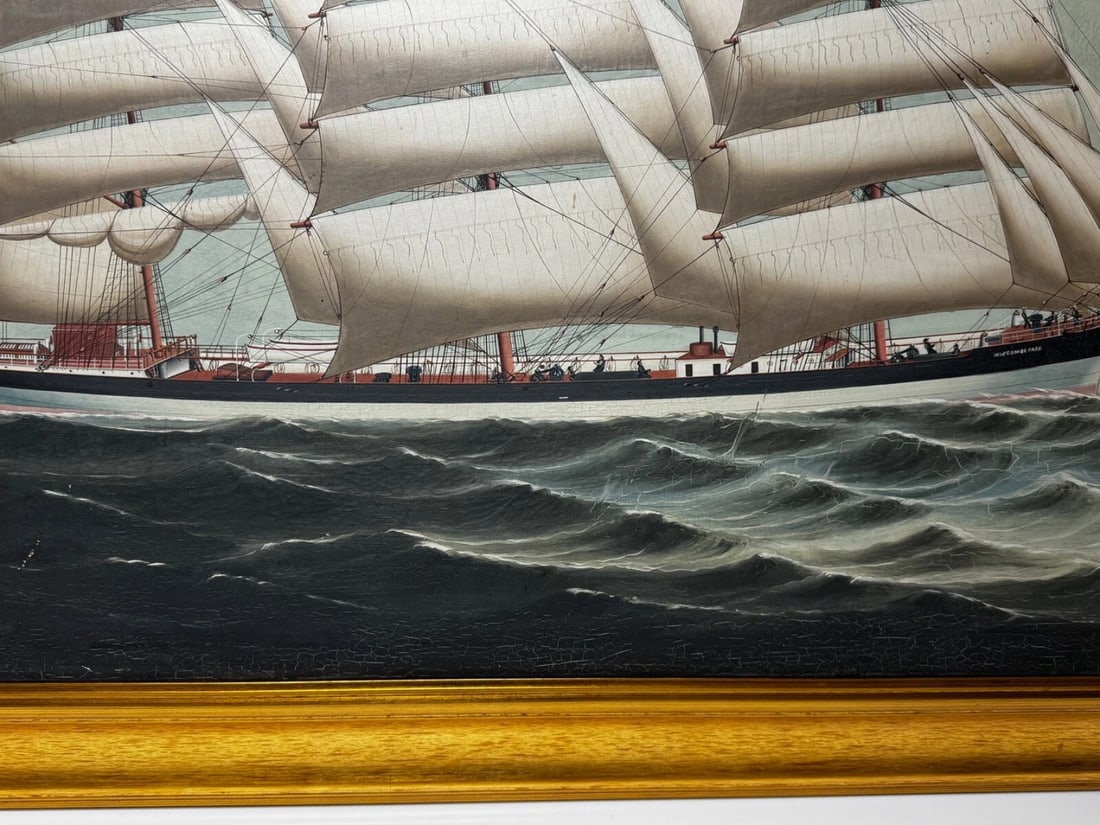 Victorian Oil Painting Wiscombe Park Ship Enroute to Australia John Blumer & Co - 12
