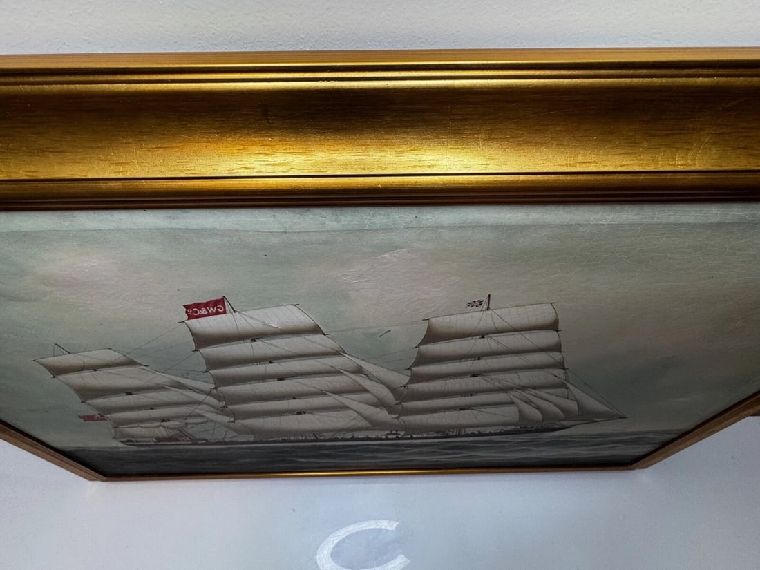 Victorian Oil Painting Wiscombe Park Ship Enroute to Australia John Blumer & Co - 13