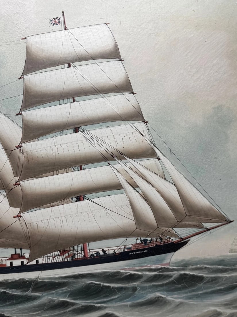 Victorian Oil Painting Wiscombe Park Ship Enroute to Australia John Blumer & Co - 14