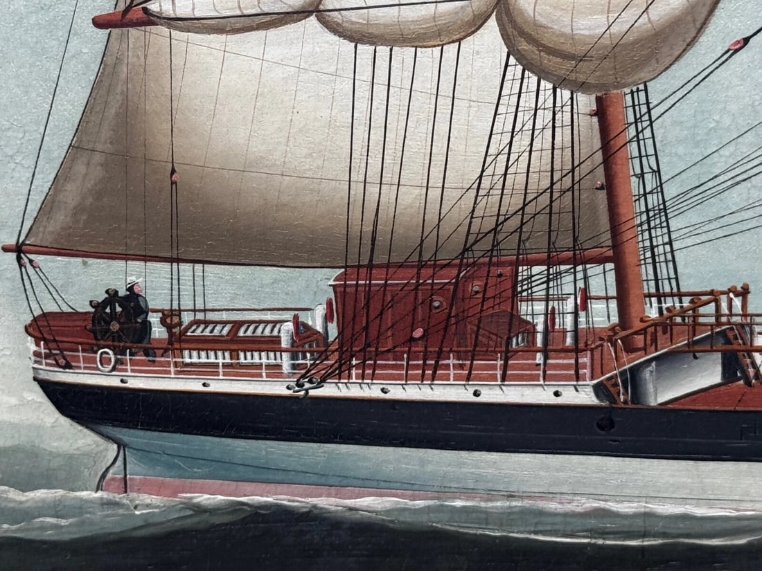 Victorian Oil Painting Wiscombe Park Ship Enroute to Australia John Blumer & Co - 6