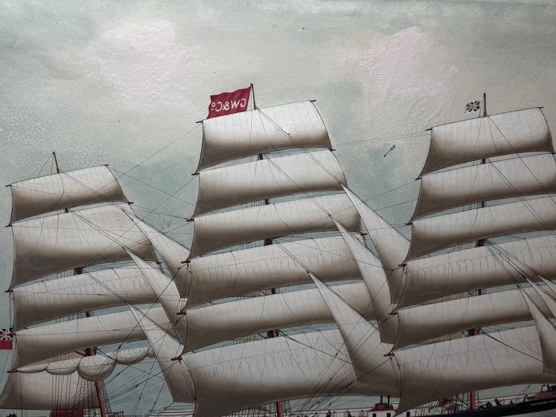 Victorian Oil Painting Wiscombe Park Ship Enroute to Australia John Blumer & Co - 8
