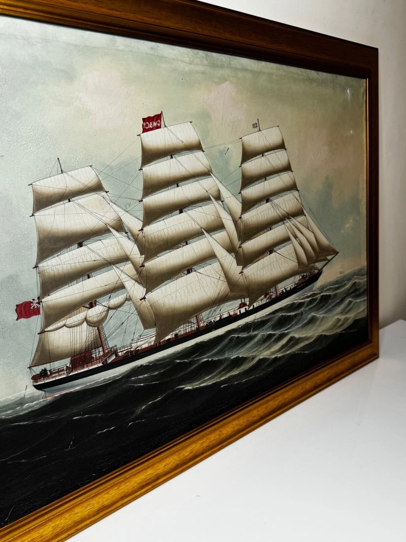 Victorian Oil Painting Wiscombe Park Ship Enroute to Australia John Blumer & Co - 9