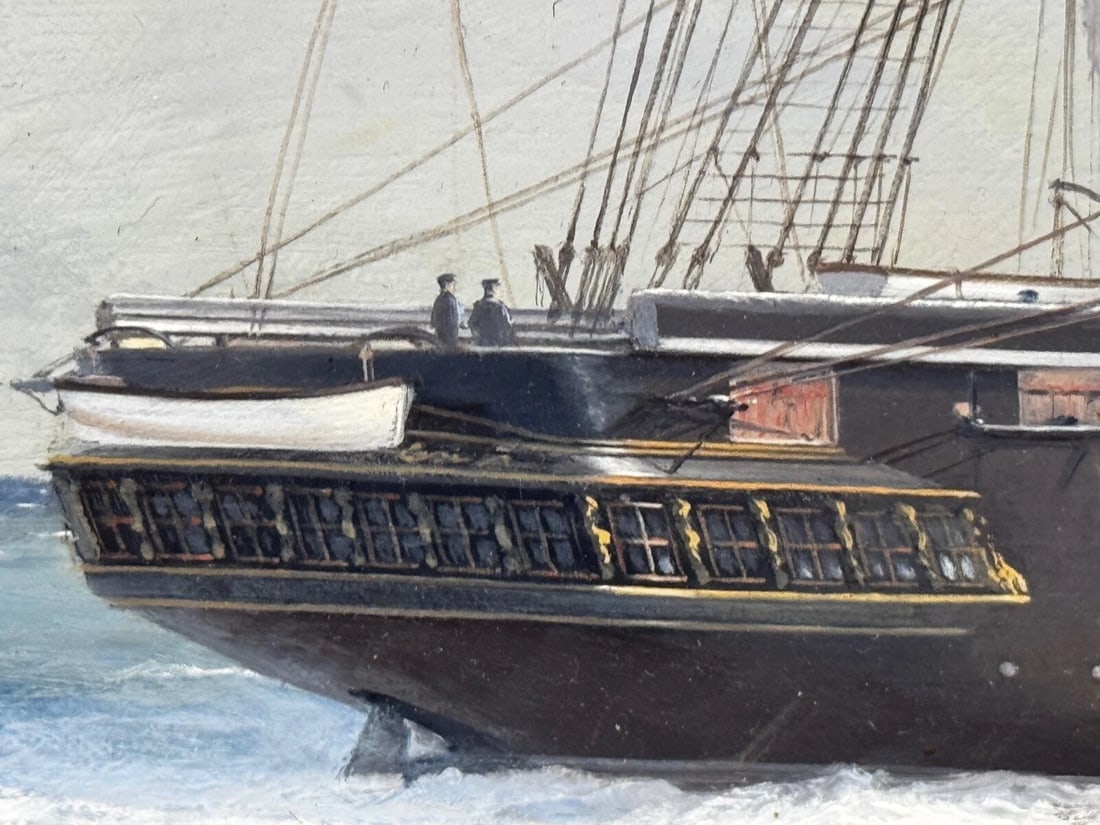 Large Marine Oil Painting HMS Warrior First Ironclad Ship By John Steven Dews - 15