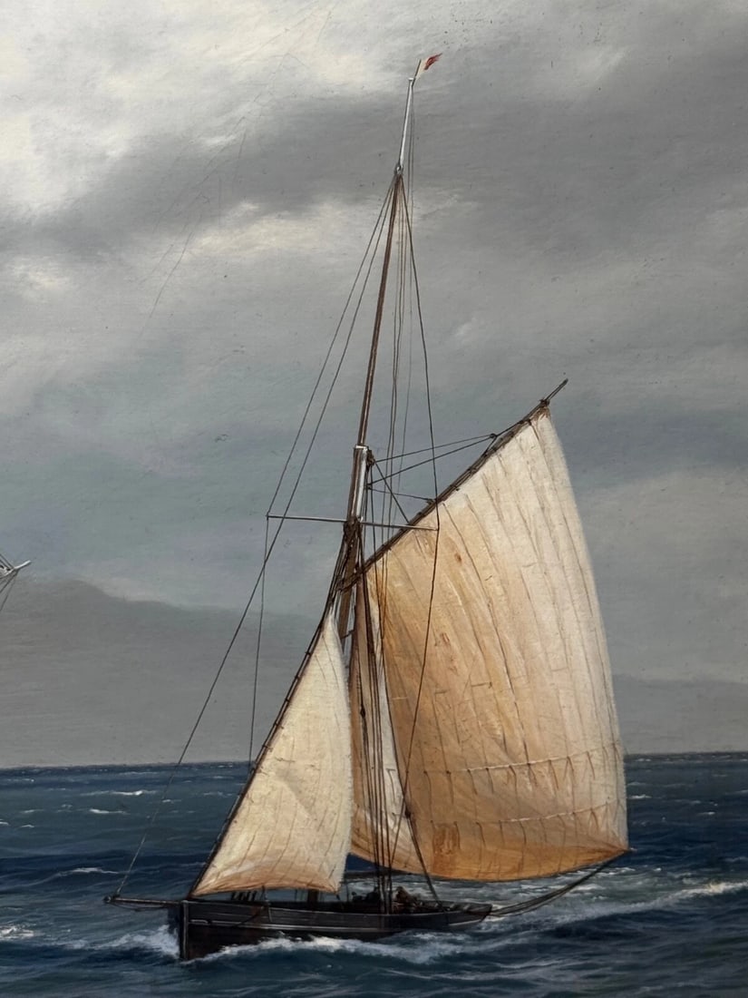 Large Marine Oil Painting HMS Warrior First Ironclad Ship By John Steven Dews - 7