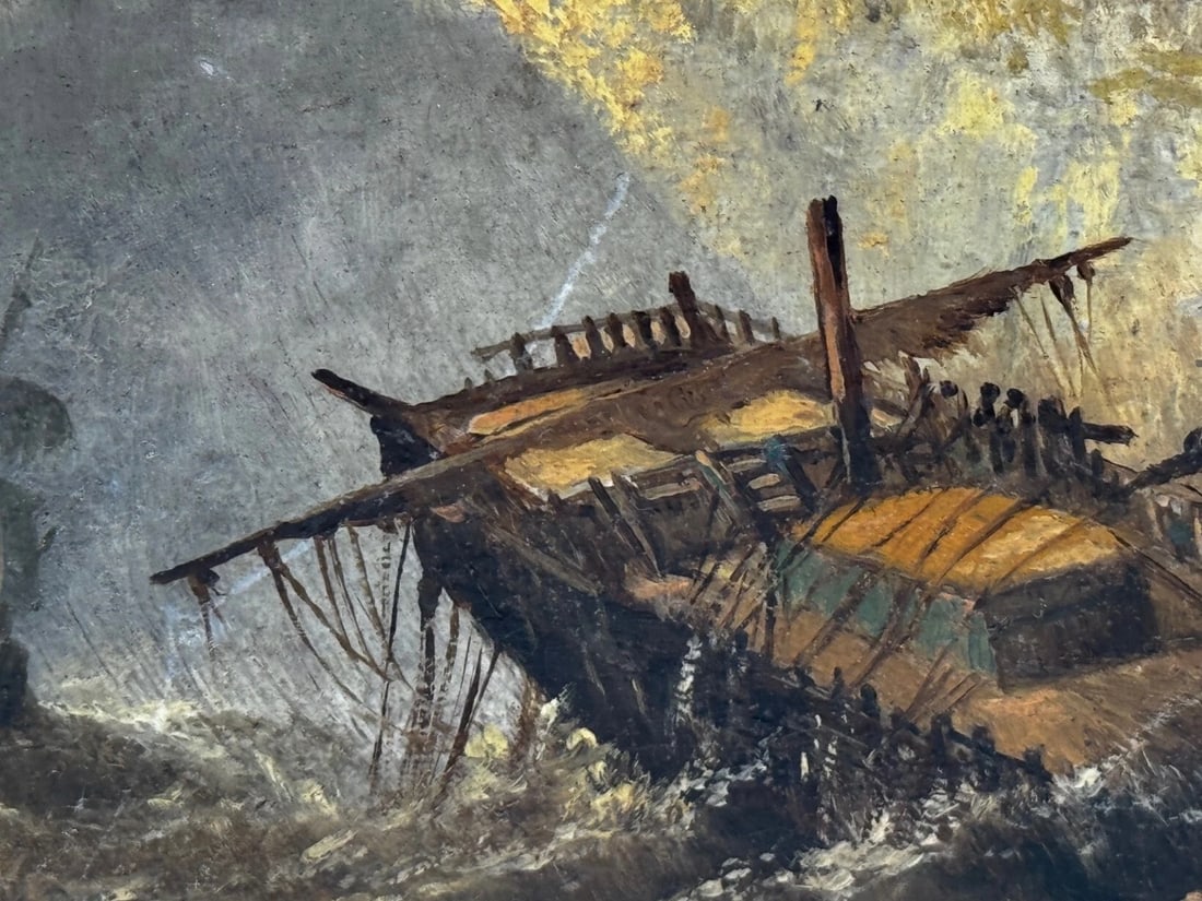 Marine Painting Wreck off Dunstanburgh Castle By Claude Thomas Stanfield Moore - 12