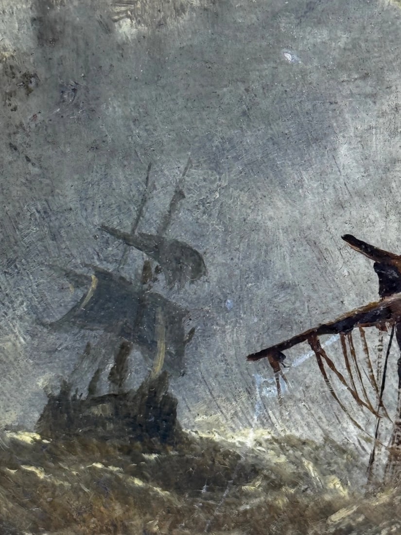 Marine Painting Wreck off Dunstanburgh Castle By Claude Thomas Stanfield Moore - 14
