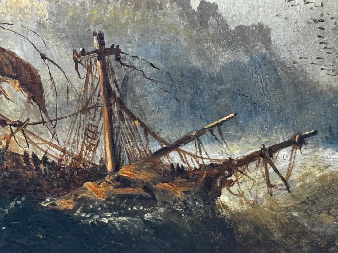 Marine Painting Wreck off Dunstanburgh Castle By Claude Thomas Stanfield Moore - 15