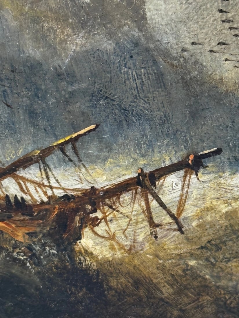 Marine Painting Wreck off Dunstanburgh Castle By Claude Thomas Stanfield Moore - 17