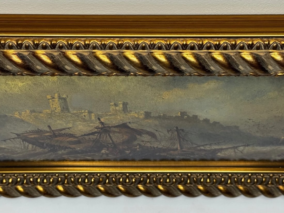 Marine Painting Wreck off Dunstanburgh Castle By Claude Thomas Stanfield Moore - 7