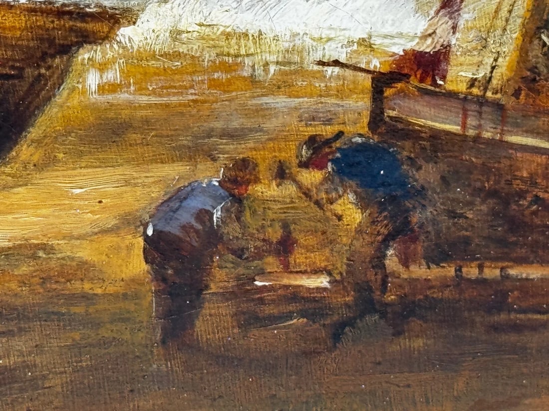 Oil Painting Ships Hulk Wreck Moreton Beach Wirral Historic Leasowe Lighthouse - 18