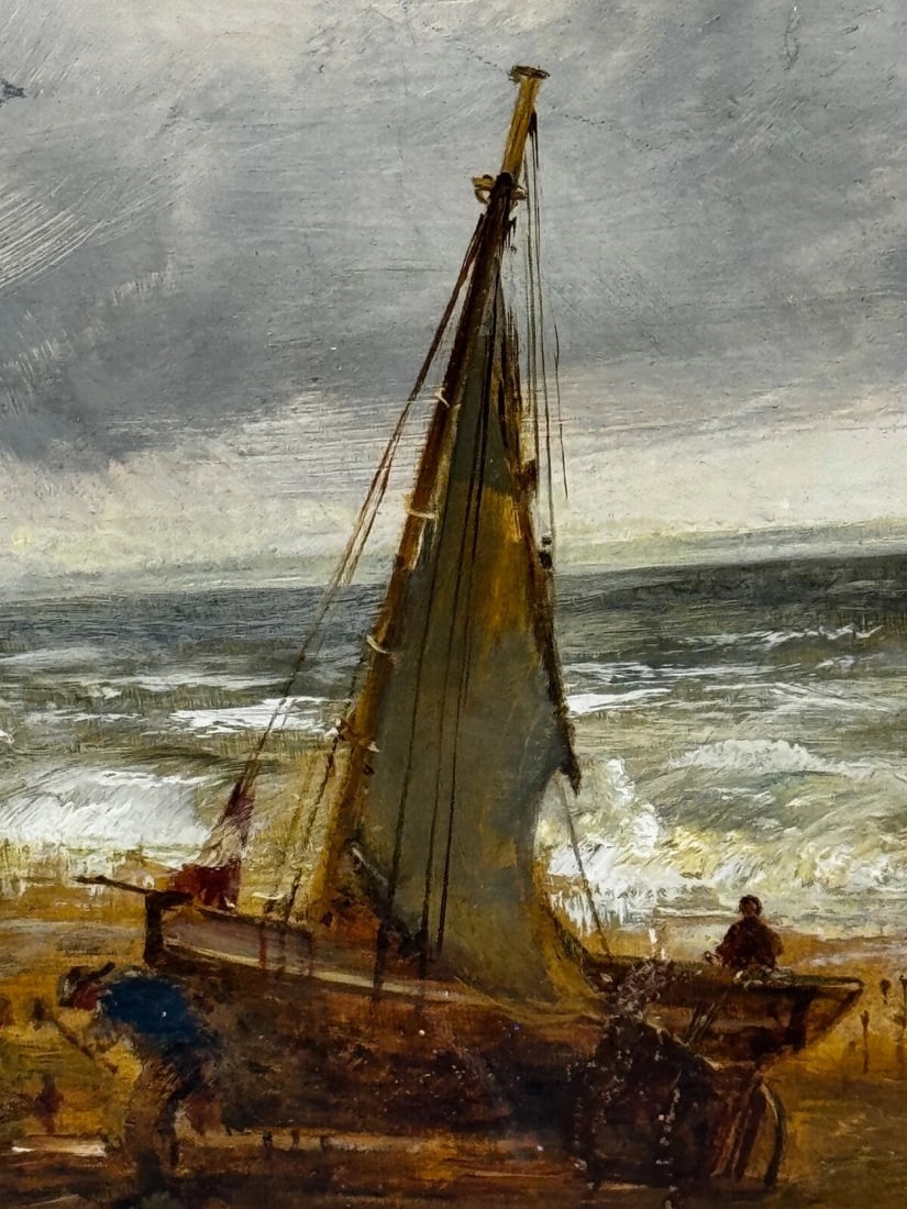 Oil Painting Ships Hulk Wreck Moreton Beach Wirral Historic Leasowe Lighthouse - 19