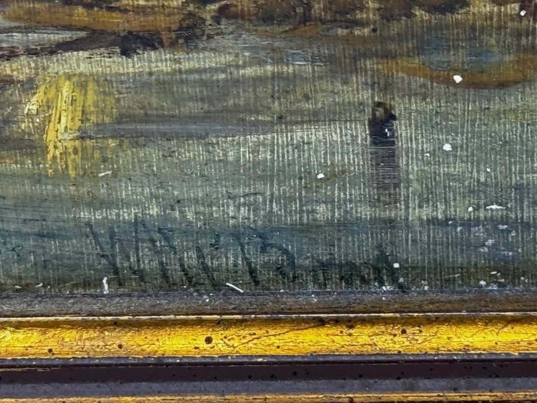 Oil Painting Ships Hulk Wreck Moreton Beach Wirral Historic Leasowe Lighthouse - 7