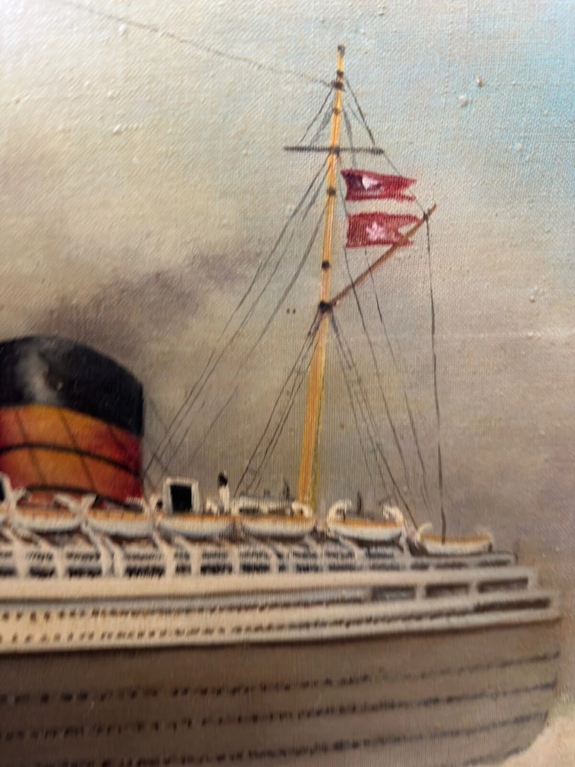 Painting RMS Queen Mary Ocean Liner Ship After Antonio Nicolo Gasparo Jacobsen - 12