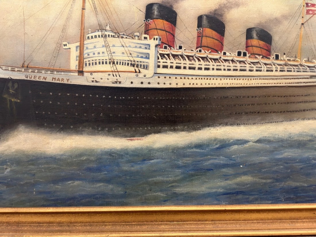 Painting RMS Queen Mary Ocean Liner Ship After Antonio Nicolo Gasparo Jacobsen - 3