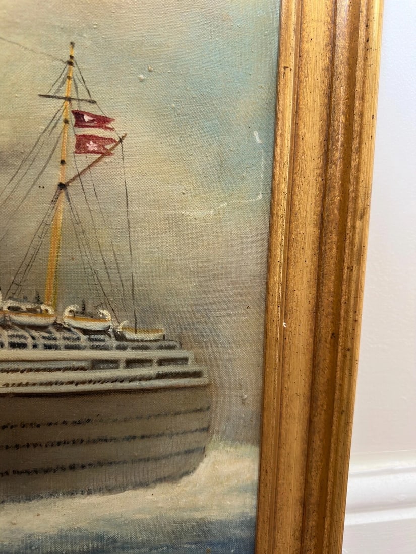 Painting RMS Queen Mary Ocean Liner Ship After Antonio Nicolo Gasparo Jacobsen - 4