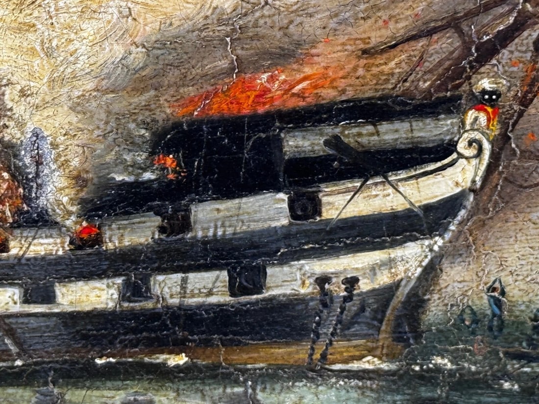 Burning Sinking On River Plate HMS Bombay Ship Follower Richard Brydges Beechey - 17